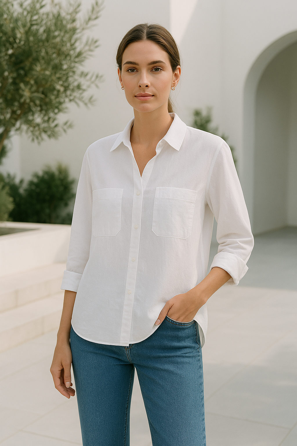 Dames Lange Blouse Oversize Zachte Stof Modern Design 1