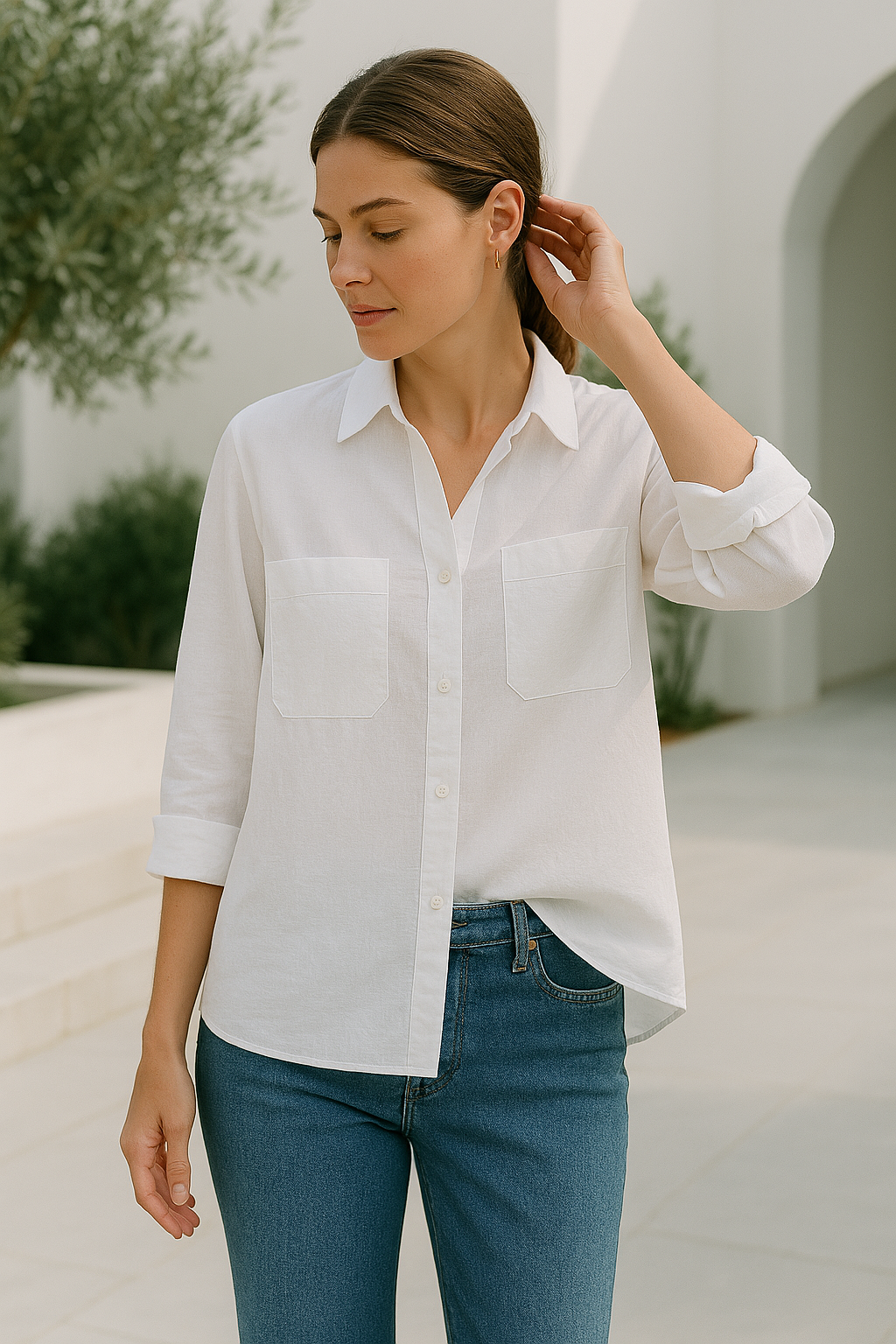 Dames Lange Blouse Oversize Zachte Stof Modern Design 2