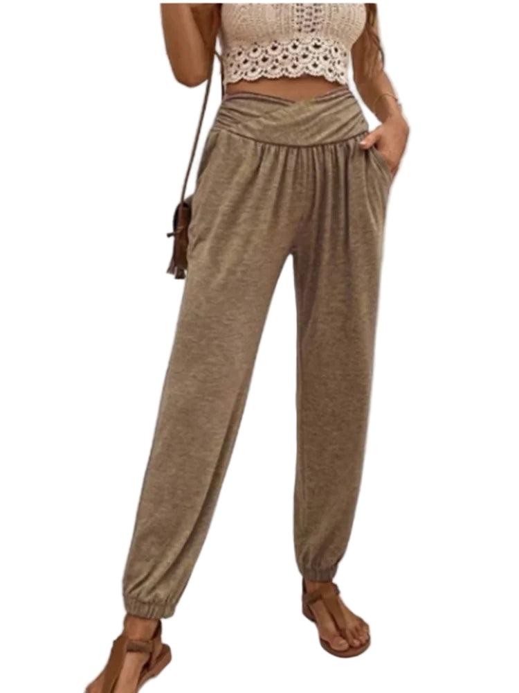 Dames Lange Broek Hoge Taille Met Zakken Polyester Casual Pasvorm 0