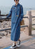 Dames Lange Denim Jurk met Asymmetrisch Ontwerp en Knopen 2