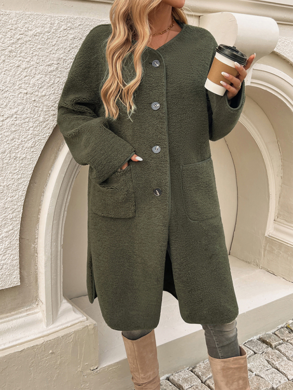 Dames Lange Fleece Vest met Knoopdetails Casual 2