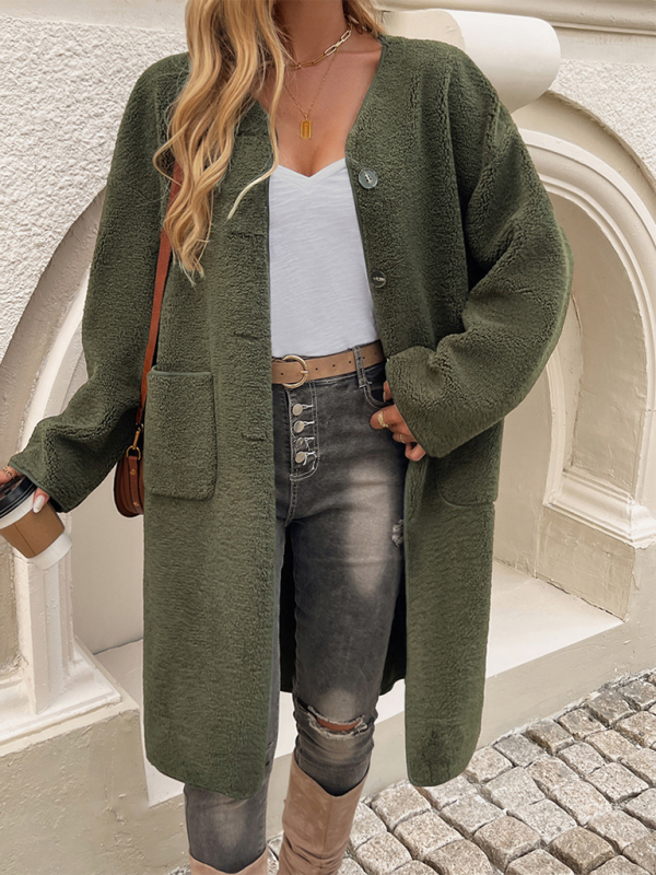 Dames Lange Fleece Vest met Knoopdetails Casual 5