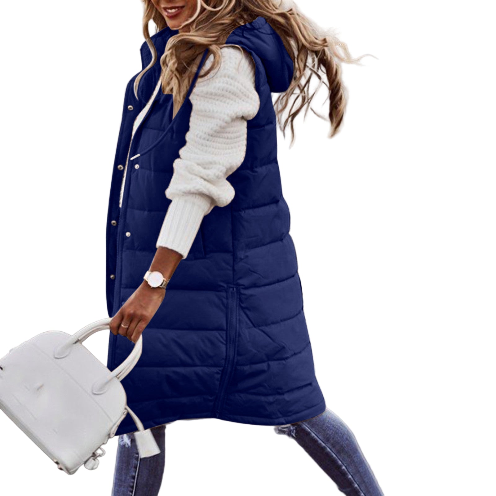 Dames Lange Hoodie Vest Casual Trendy 0