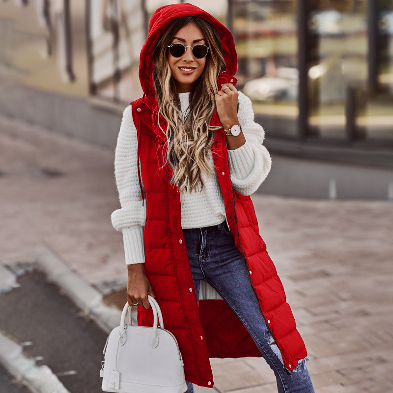 Dames Lange Hoodie Vest Casual Trendy 4