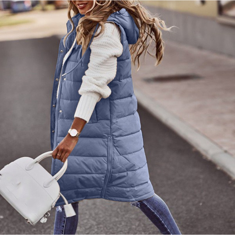 Dames Lange Hoodie Vest Casual Trendy 6