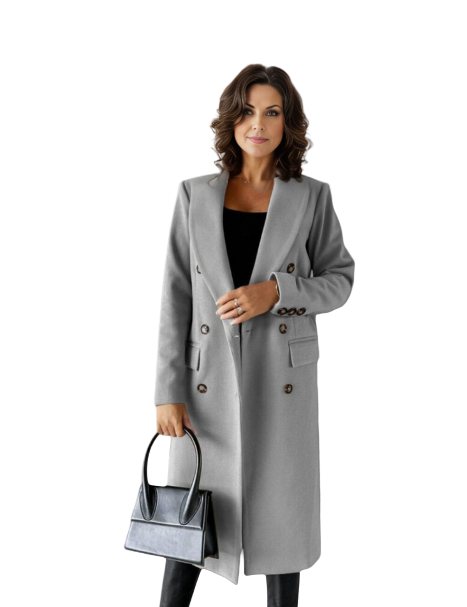 Dames Lange Jas Met Dubbele Knopen Voor Winterstijl 0