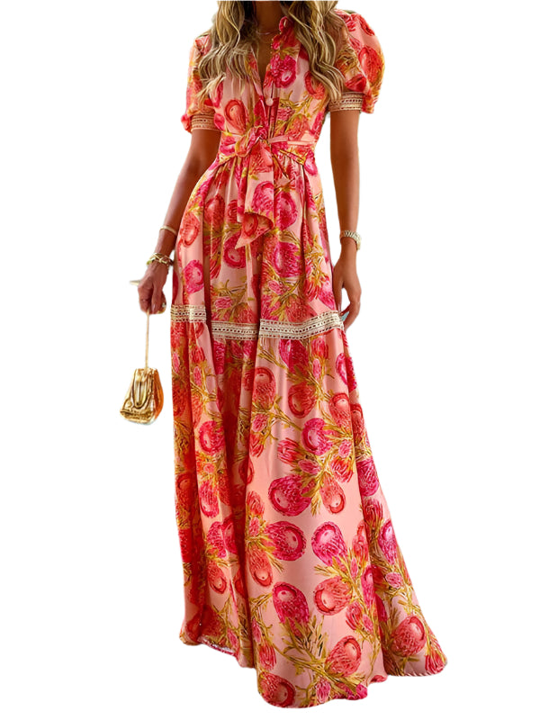 Dames Lange Jurk Bohemian Bloemenprint Polyester 0