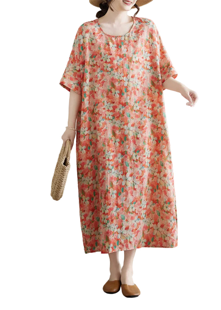 Dames Lange Jurk Casual Patchwork Met Korte Mouwen 0