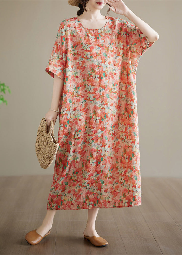 Dames Lange Jurk Casual Patchwork Met Korte Mouwen 1