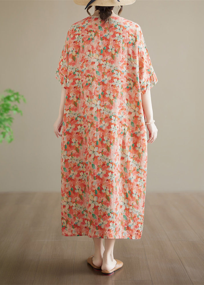 Dames Lange Jurk Casual Patchwork Met Korte Mouwen 4
