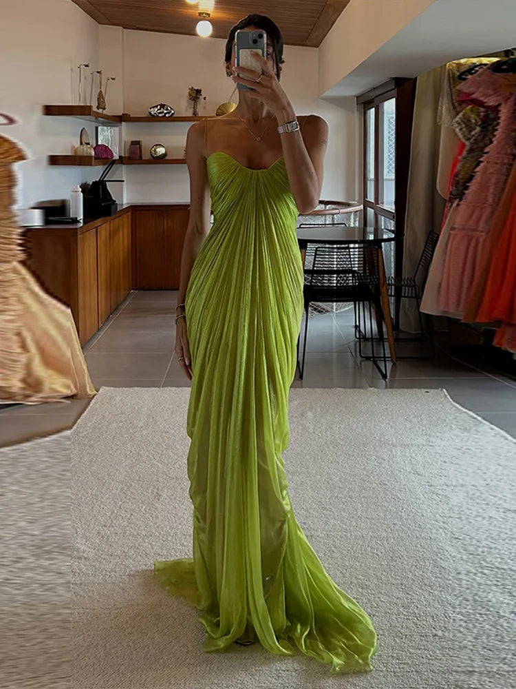 Dames Lange Jurk Geplooid Off Shoulder Avondjurk Lang 1