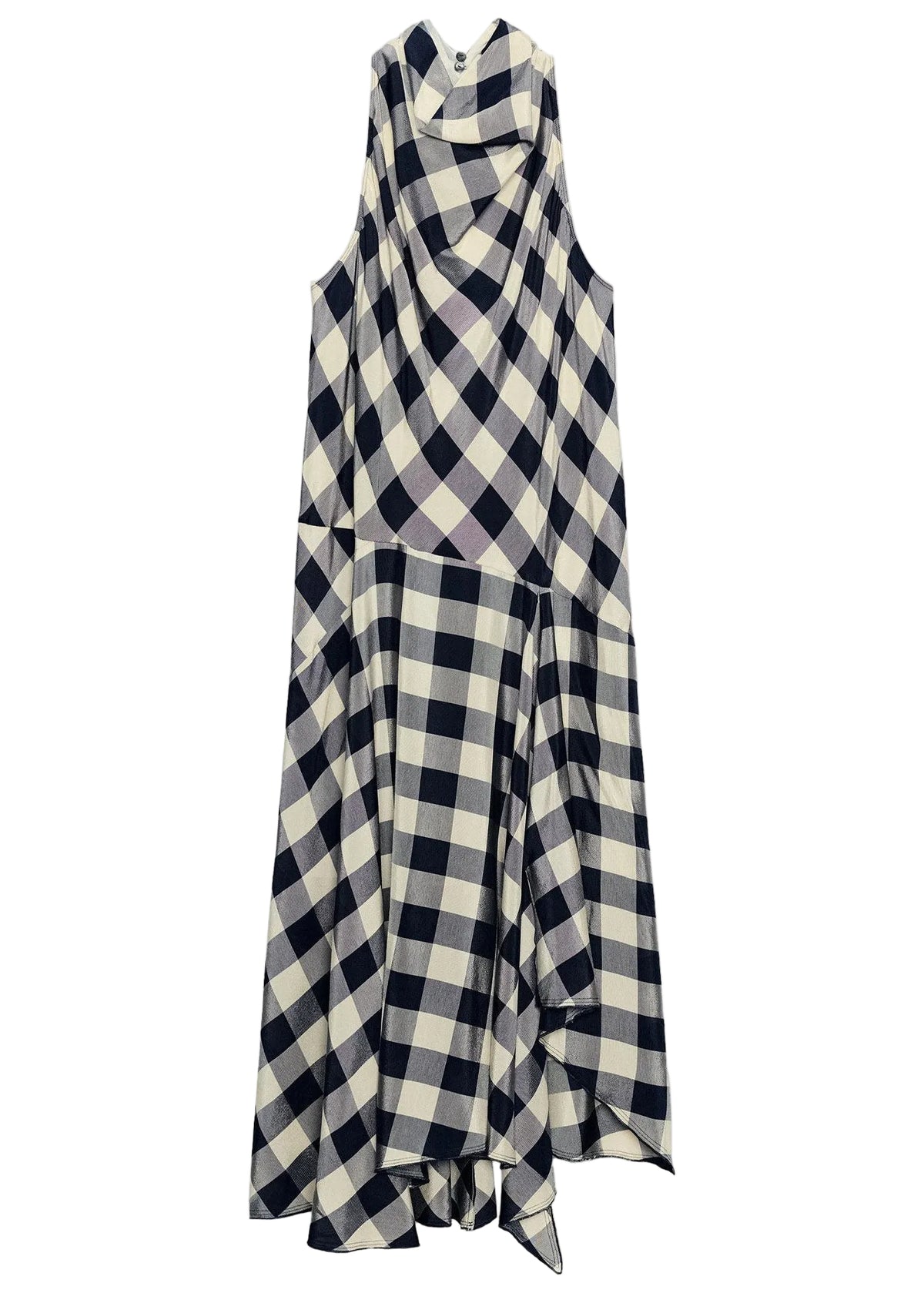 Dames Lange Jurk Geruit Asymmetrisch Model 4