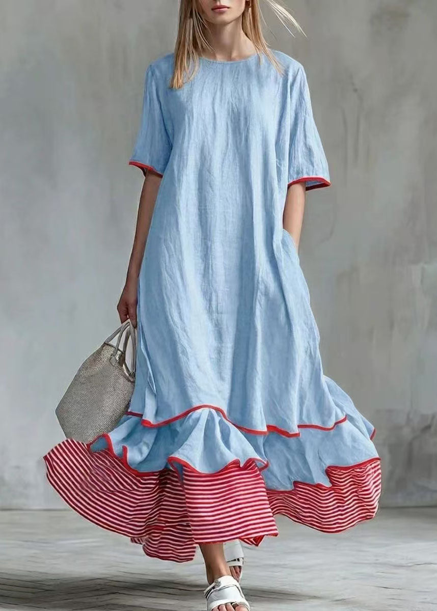 Dames Lange Jurk Gestreept Patchwork Met Extra Grote Zoom 2