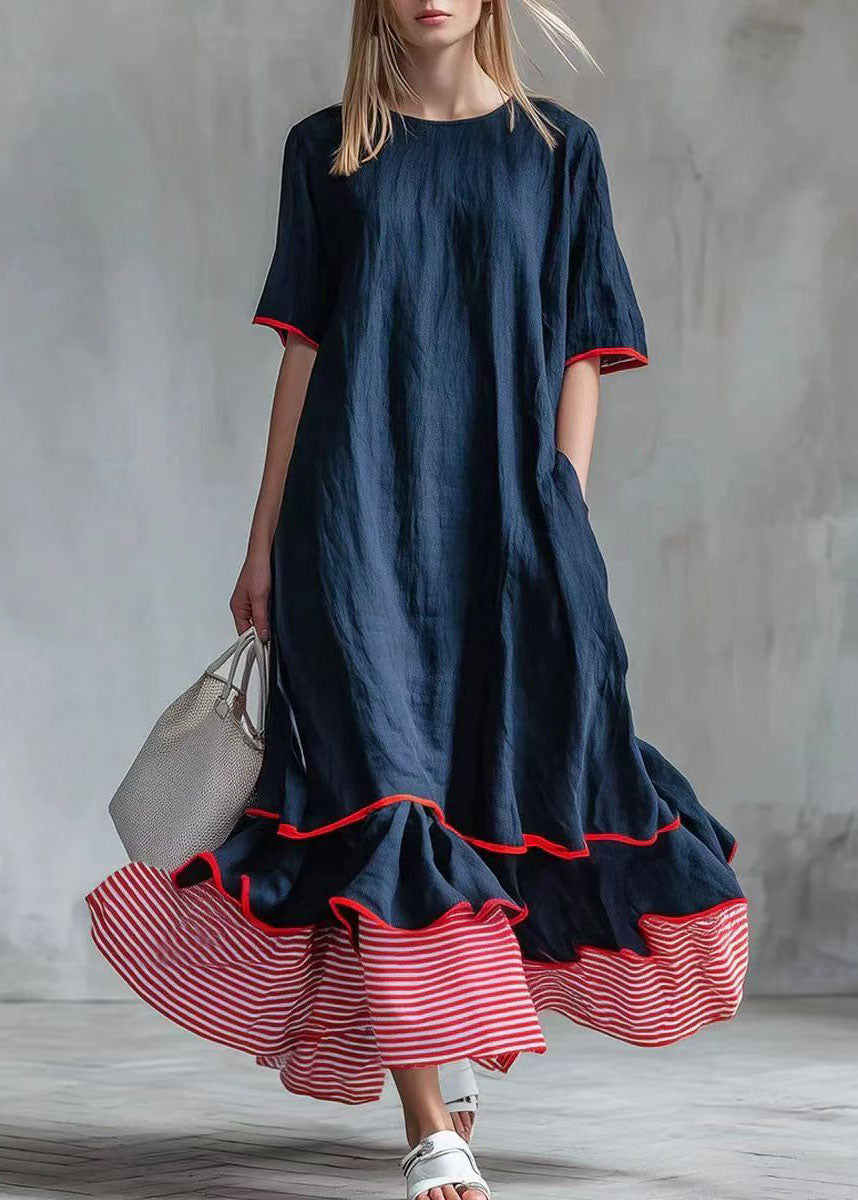 Dames Lange Jurk Gestreept Patchwork Met Extra Grote Zoom 4