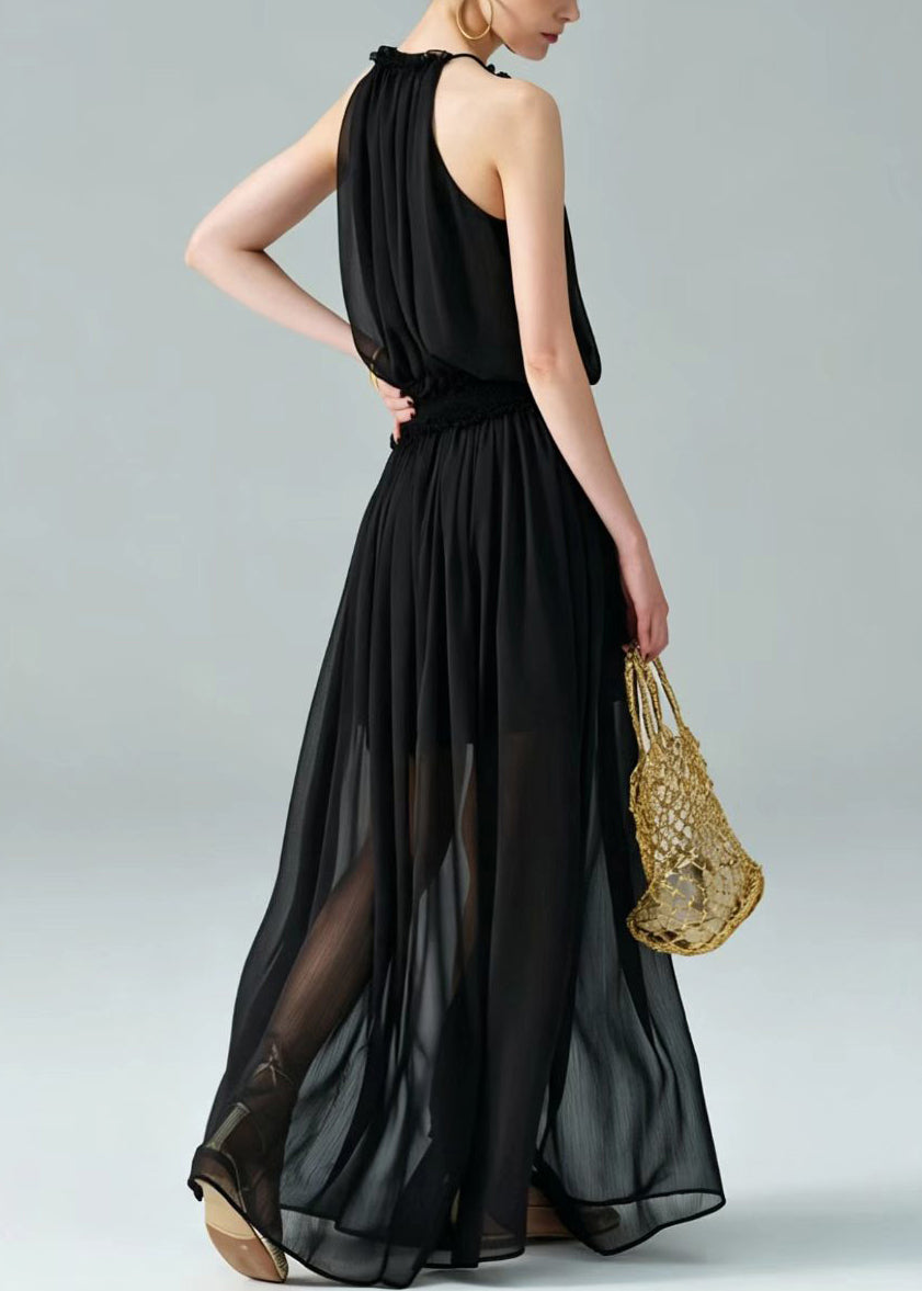 Dames Lange Jurk Halter Koude Schouder Zomerjurk 3