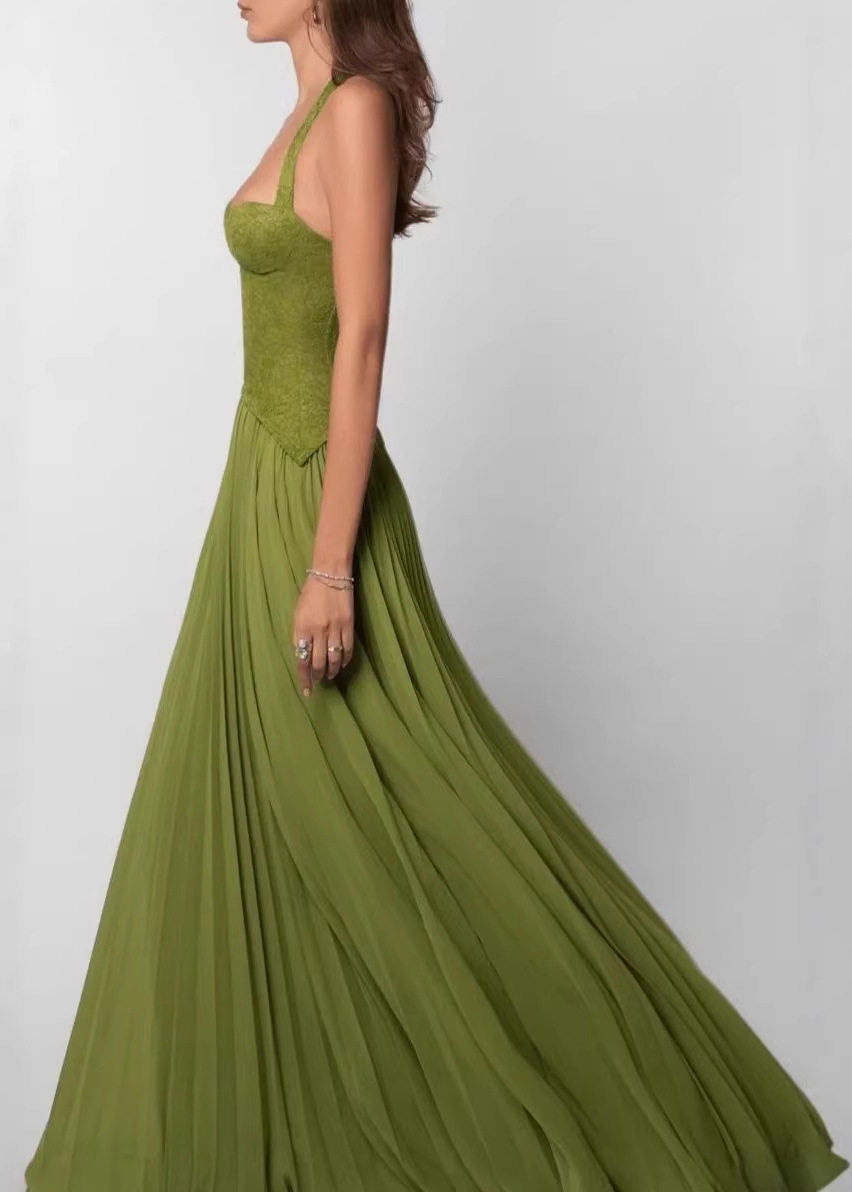 Dames Lange Jurk Halter Rugloos Met Gekruiste Bandjes 2