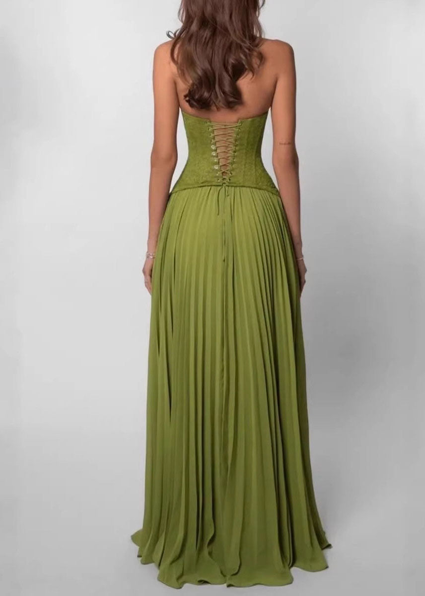 Dames Lange Jurk Halter Rugloos Met Gekruiste Bandjes 4