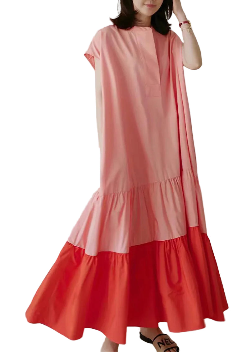 Dames Lange Jurk Losse Pasvorm Colorblock Patchwork 0
