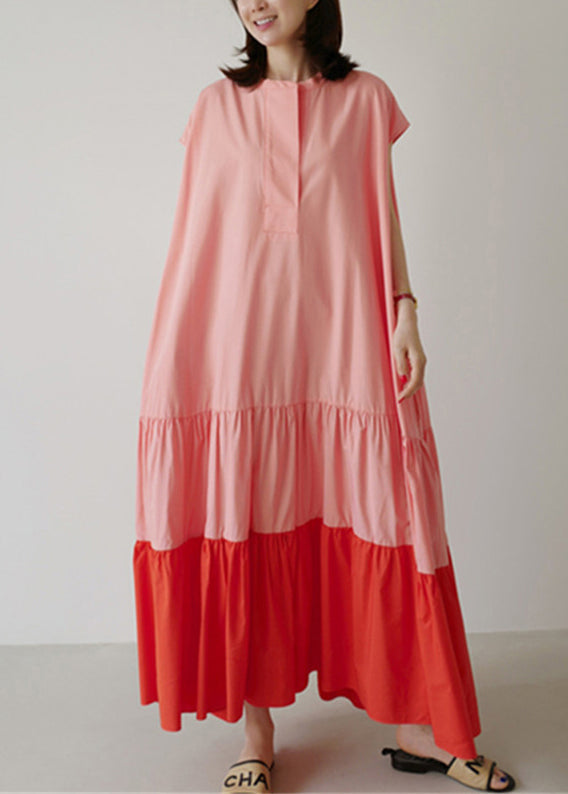 Dames Lange Jurk Losse Pasvorm Colorblock Patchwork 1