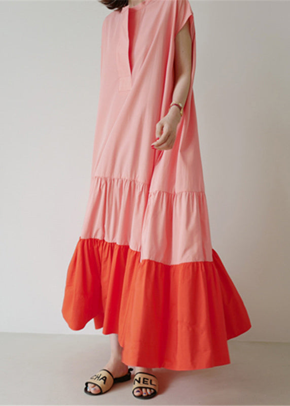 Dames Lange Jurk Losse Pasvorm Colorblock Patchwork 3