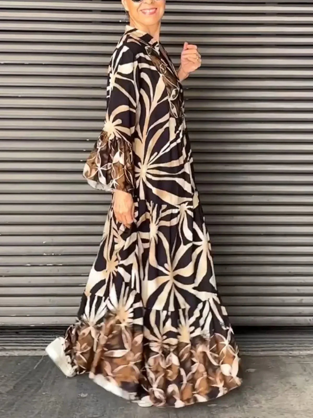 Dames Lange Jurk Relaxed Pasvorm Trendy Print Hoogwaardige Stof 6