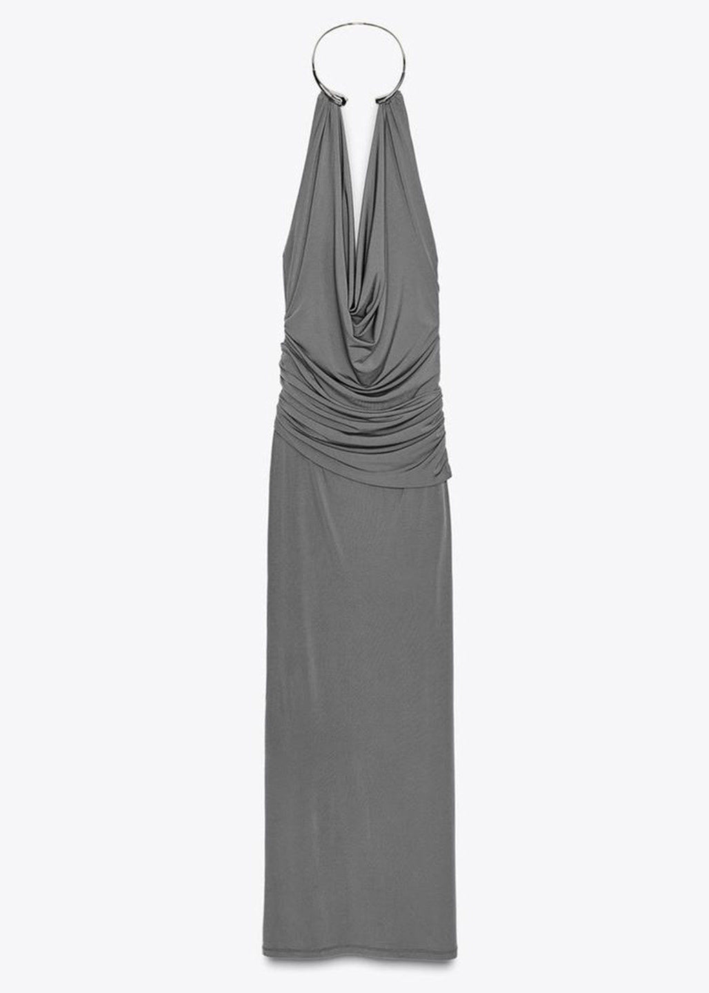Dames Lange Jurk Rugloos Gerimpeld Casual 4