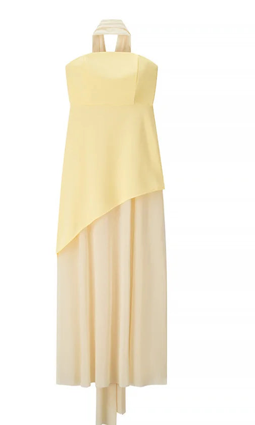 Dames Lange Jurk Strapless Vintage Stijl met Corset en Patchwork Details 6
