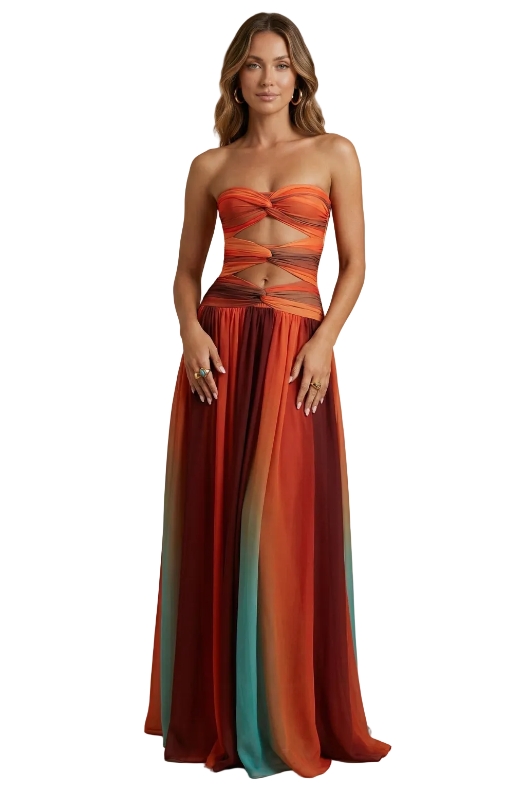 Dames Lange Jurk Strapless met Hoge Split voor Zomeravonden 0
