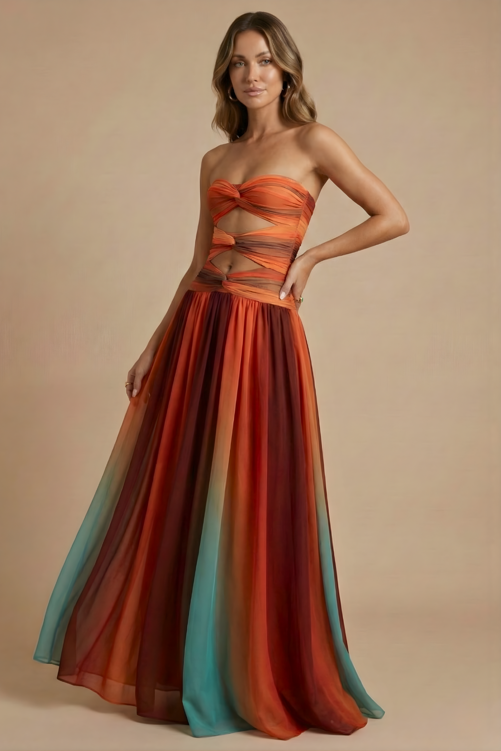 Dames Lange Jurk Strapless met Hoge Split voor Zomeravonden 1