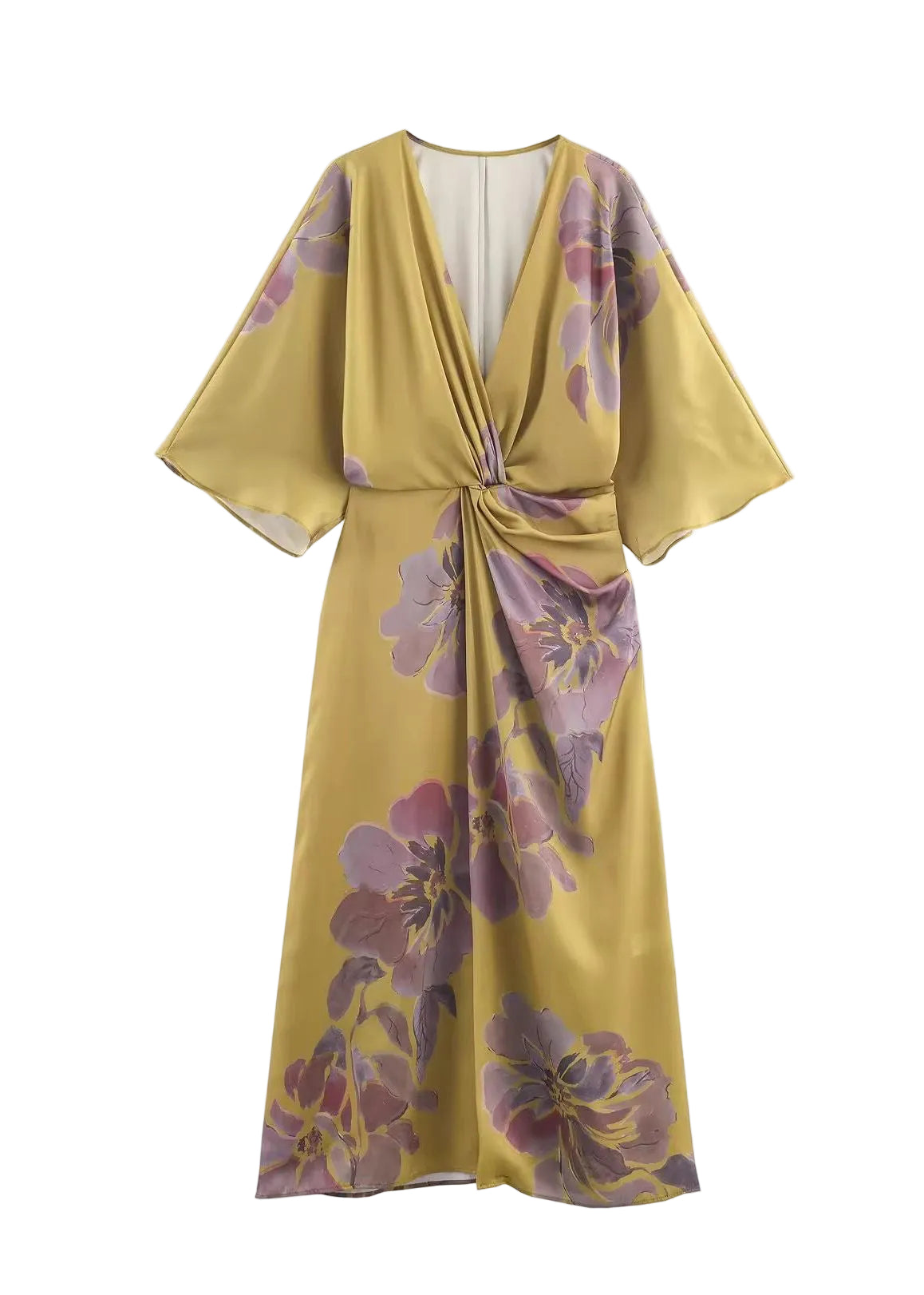 Dames Lange Jurk V-hals Gerimpeld Print 3