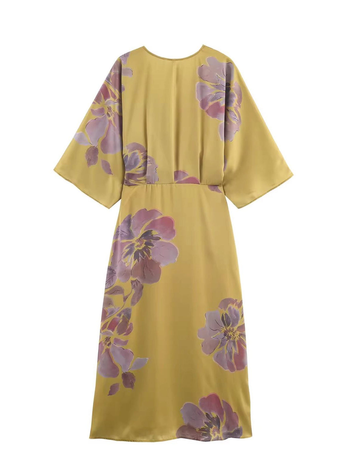 Dames Lange Jurk V-hals Gerimpeld Print 4