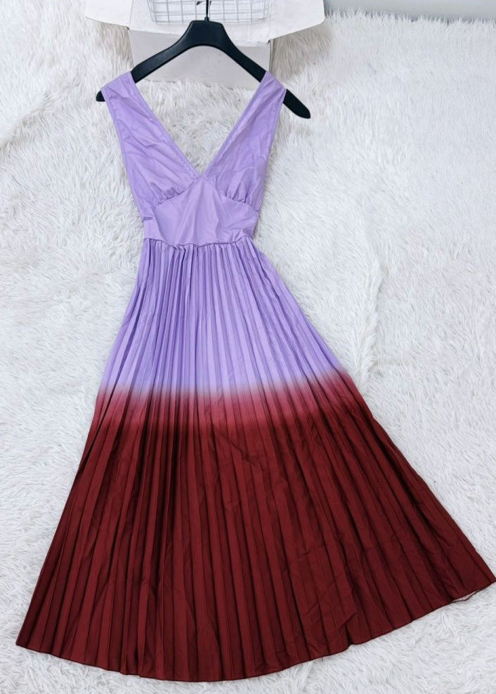 Dames Lange Jurk Zonder Rug Met Colorblock En Spaghettibandjes 1