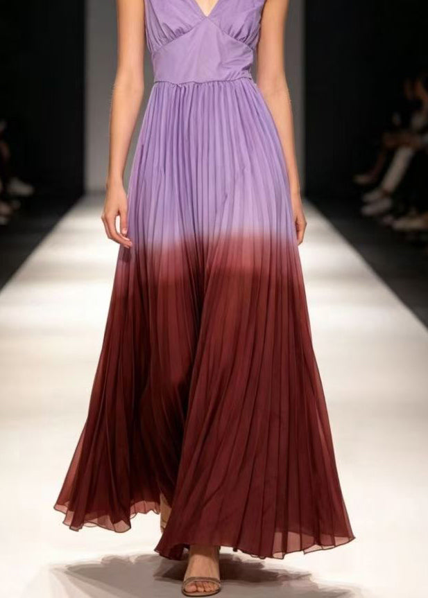 Dames Lange Jurk Zonder Rug Met Colorblock En Spaghettibandjes 4