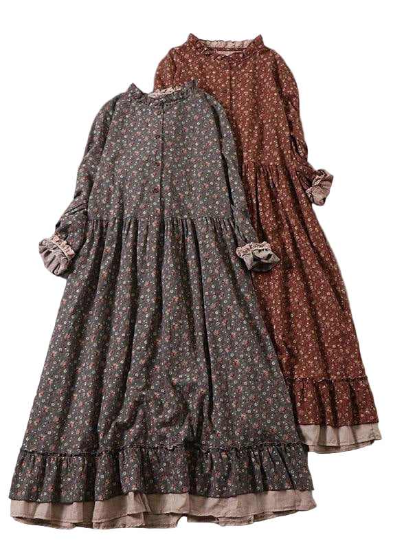 Dames Lange Jurk met Rimpels en Patroon 0