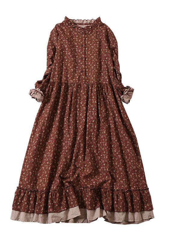 Dames Lange Jurk met Rimpels en Patroon 4