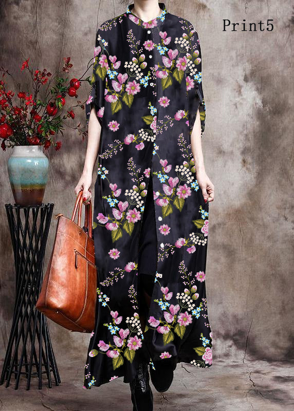 Dames Lange Kaftan Zwart Met Print 12
