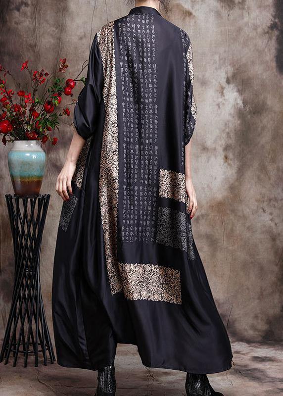Dames Lange Kaftan Zwart Met Print 4