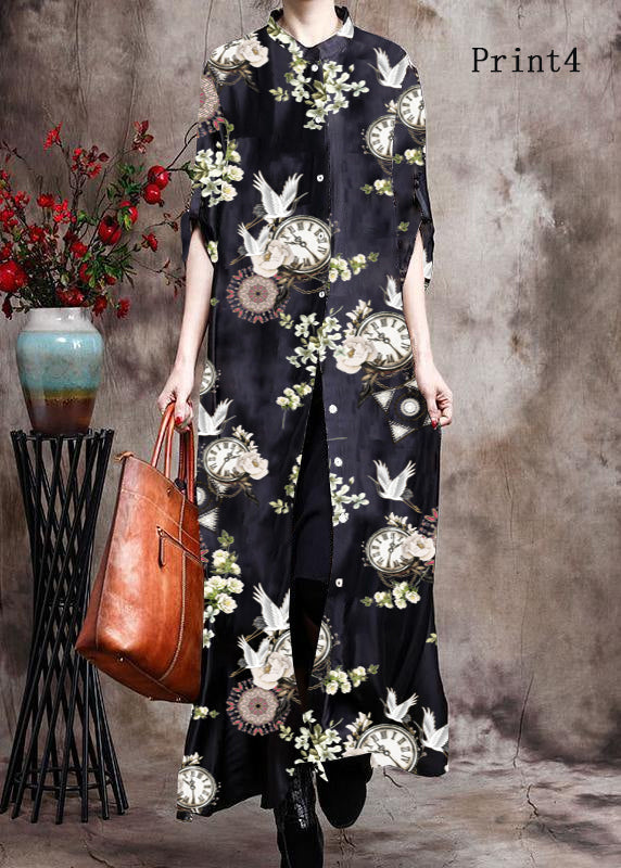 Dames Lange Kaftan Zwart Met Print 8