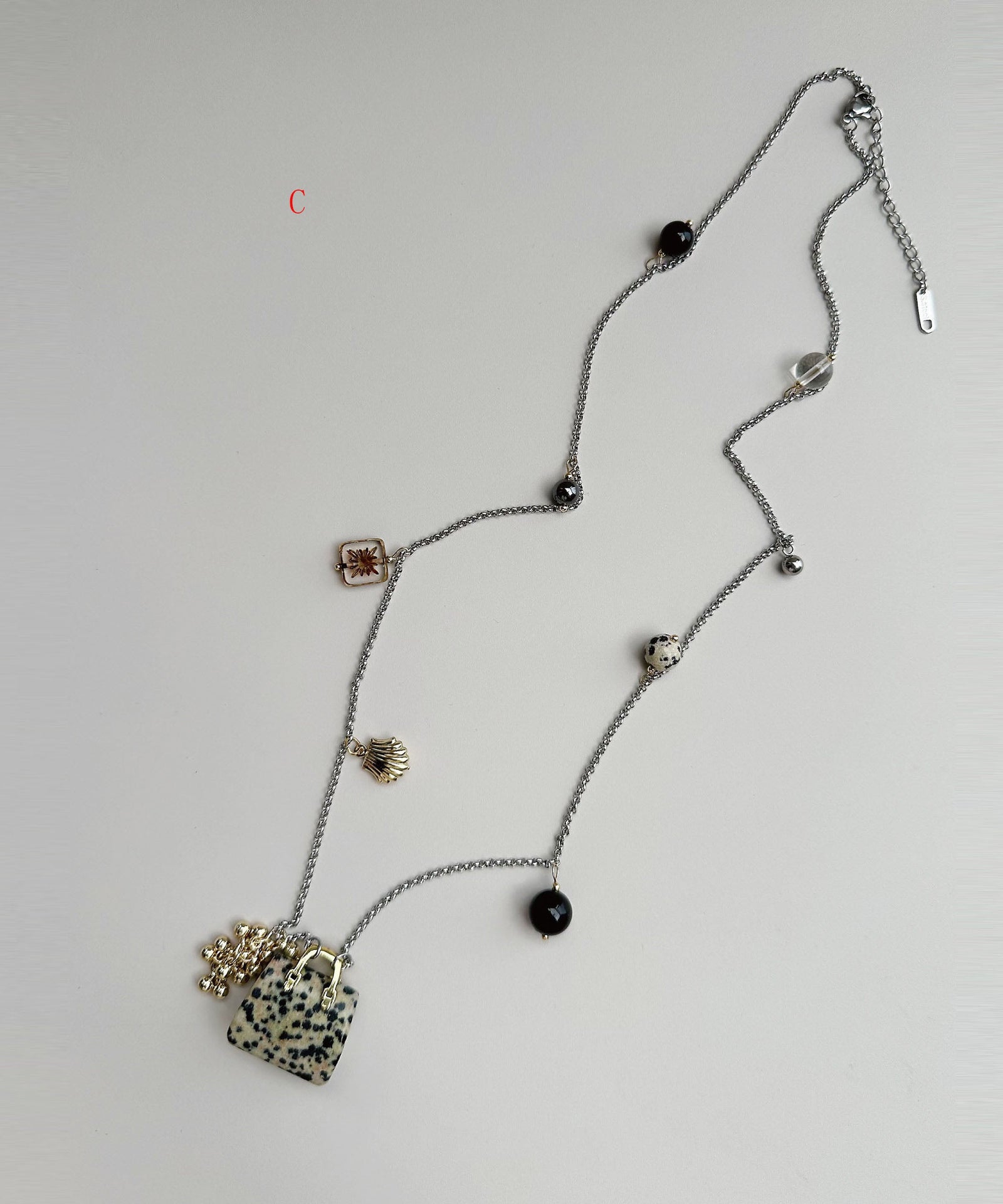 Dames Lange Ketting Met Glazen Steen Hanger 3