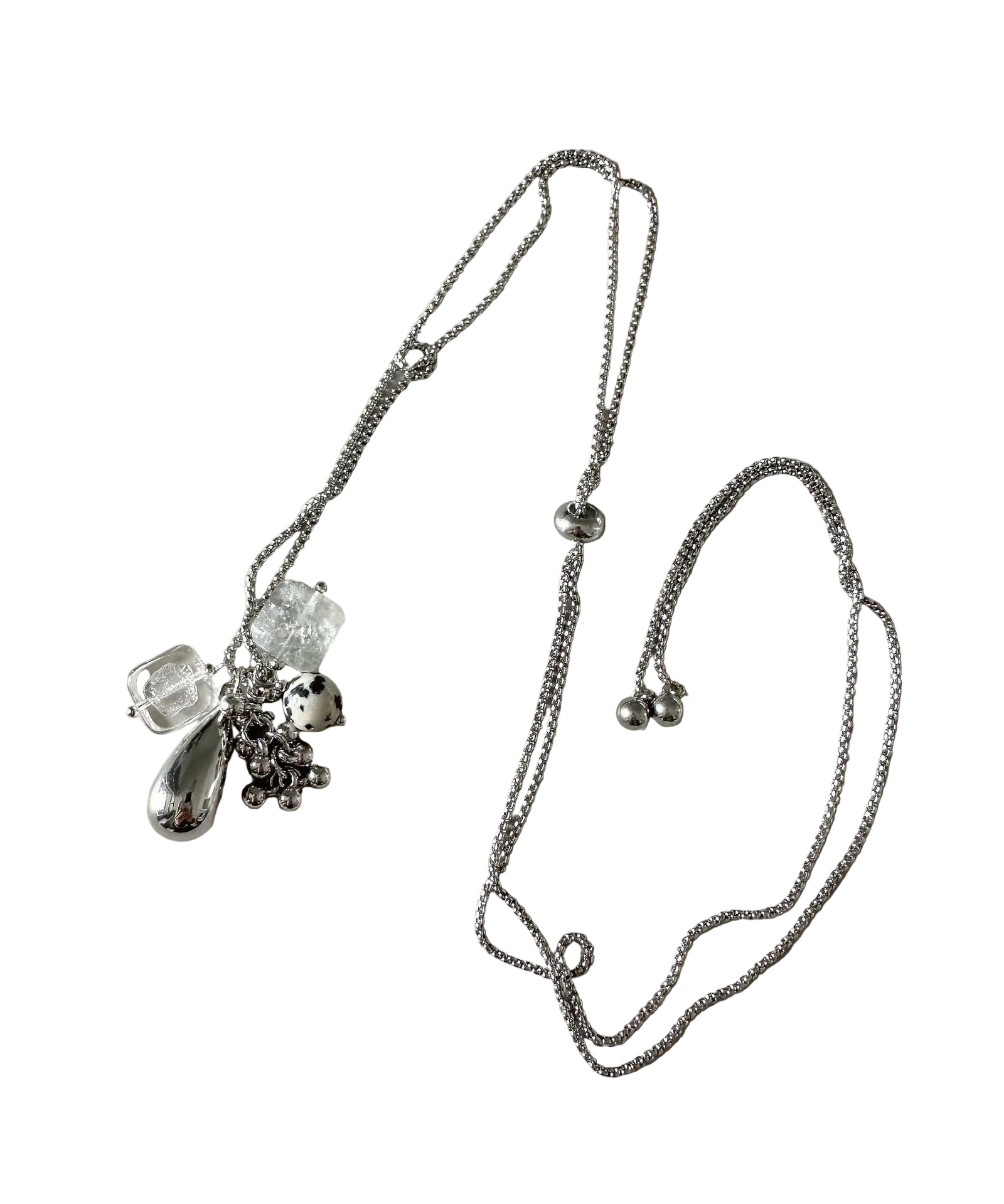 Dames Lange Ketting Met Kristallen Hanger Titanium Stijl 1