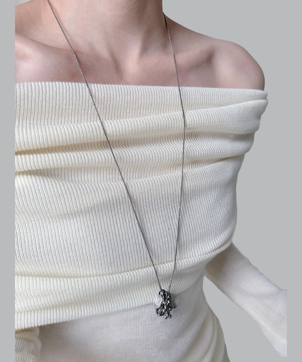 Dames Lange Ketting Met Kristallen Hanger Titanium Stijl 4