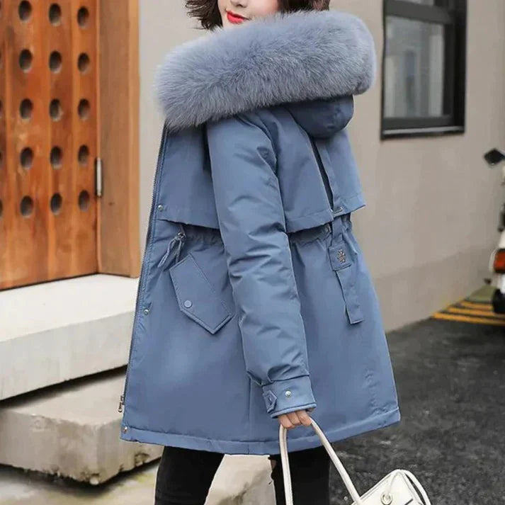 Dames Lange Mantel Met Kap Voor Koude Dagen 3