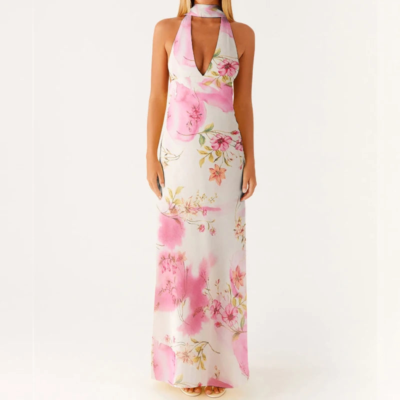 Dames Lange Maxi Jurk Halter Boho Stijl voor Zomerse Evenementen 9