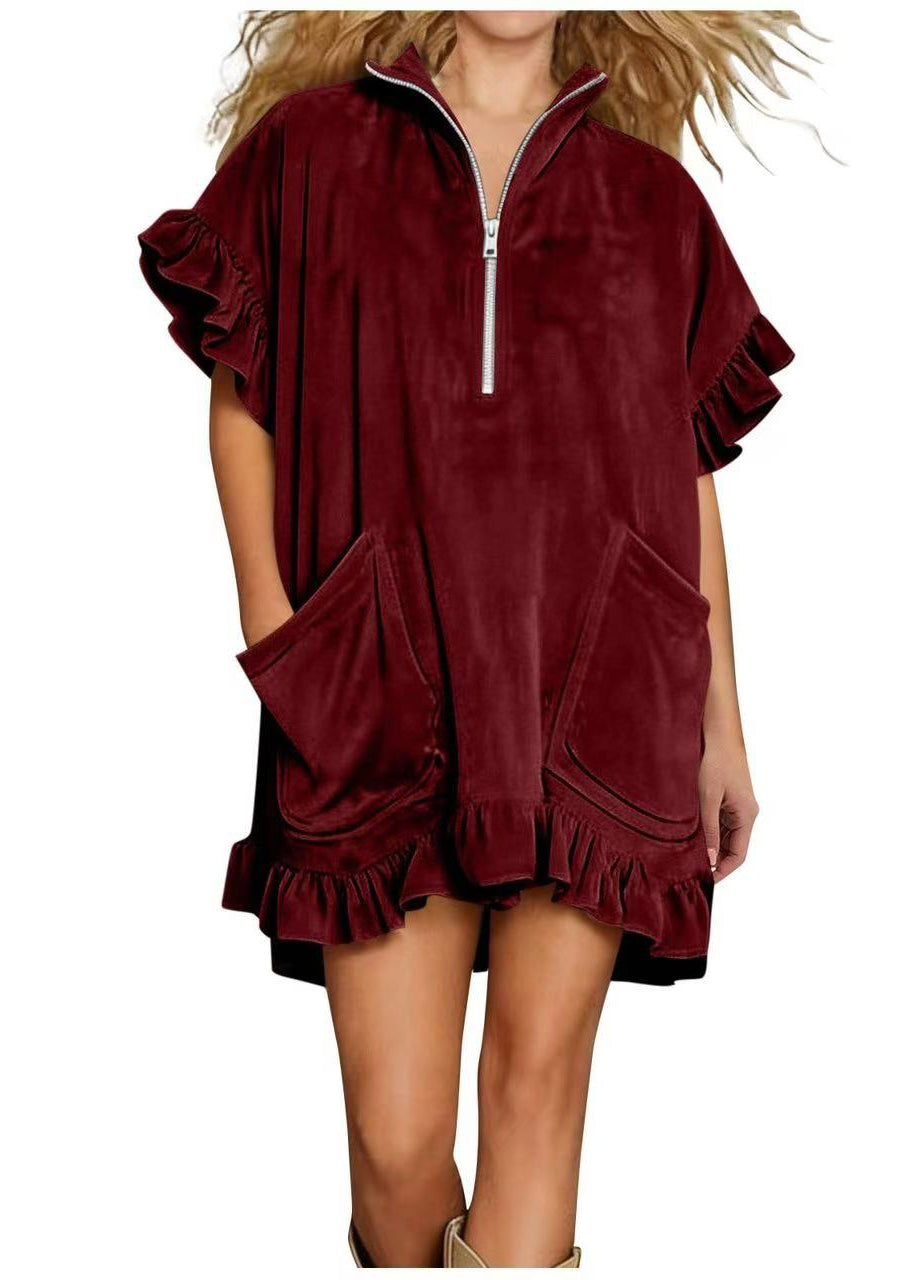 Dames Lange Maxi Jurk met Ruches en Ritssluiting voor Zomer 4