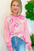 Dames Lange Mouw Top met Santa Claus Print en Roze Strepen 2