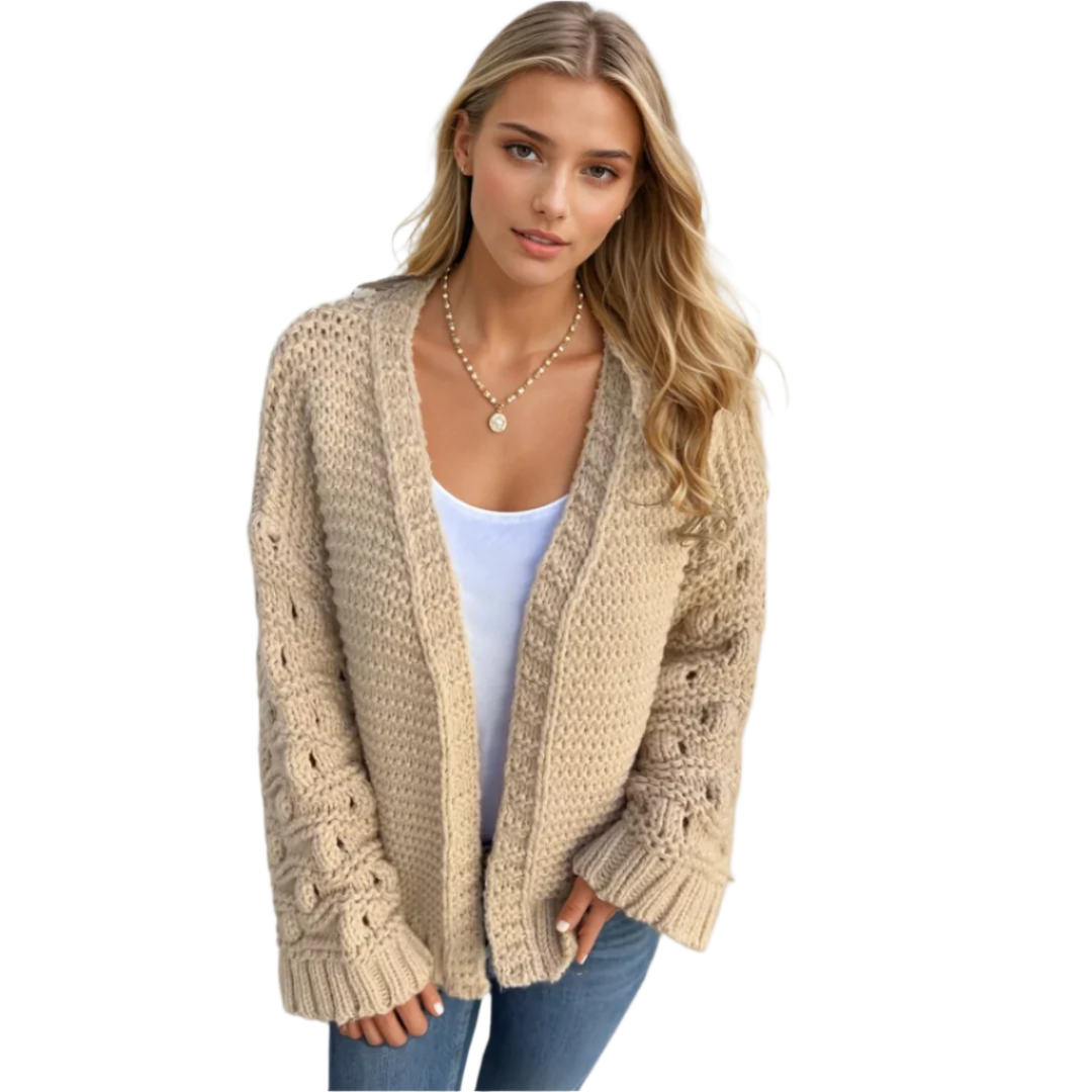 Dames Lange Mouwen Cardigan Chunky Brei 0