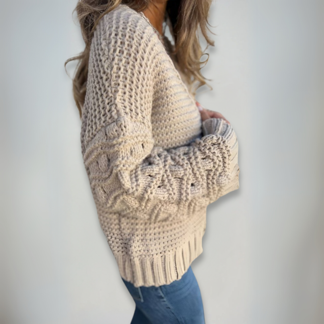 Dames Lange Mouwen Cardigan Chunky Brei 4