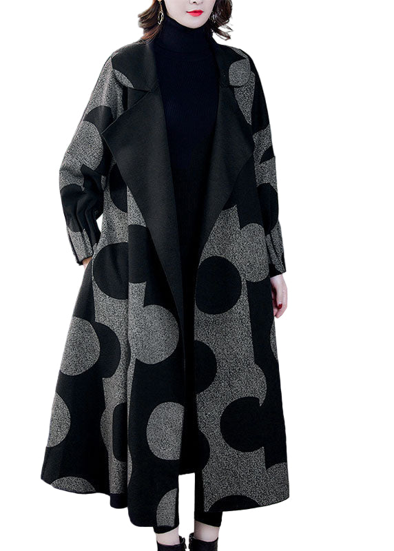 Dames Lange Mouwen Losse Jas met Patchwork en Dots 0