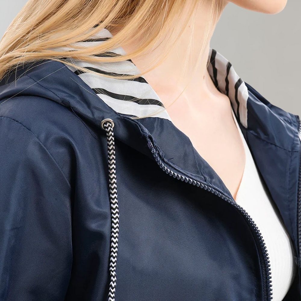 Dames Lange Regenjacke met Verstelbare Kapuze 1