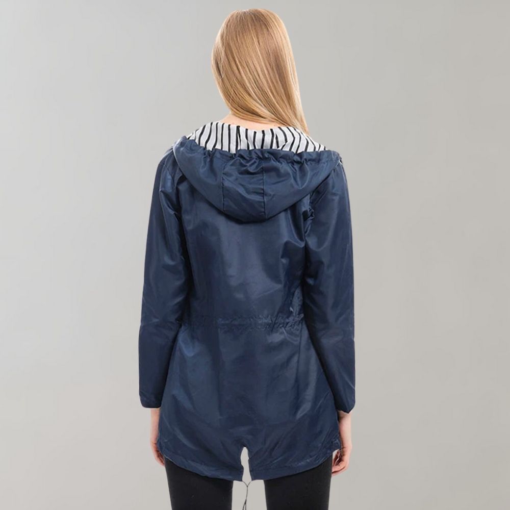 Dames Lange Regenjacke met Verstelbare Kapuze 3